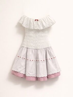 Frankie’s Bikinis Derby Mini Dress | White Strapless Smocked Festival NWT